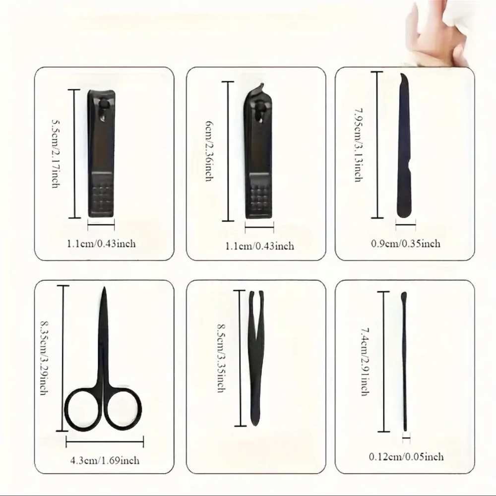 Manicure Set, NEW, 8 pc. Set, Black & Red, Travel Friendly, UNISEX - Picture 5 of 6